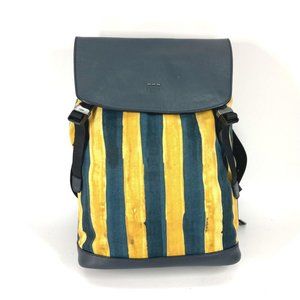 FENDI 7VZ031 Optical Stripe Backpack in Canvas/Leather, Men's, Yellow